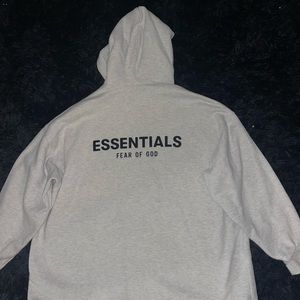 Fear of god essentials relaxed hoodie. In oatmeal. Mens xl.